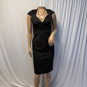 Karen Millen Black Fitted Sheath Tuxedo Dress Womens Size 6 Evening Cocktails